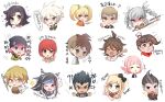  6+boys 6+girls ahoge arm_up bangs beanie black_bow black_hair black_headwear blue_eyes bow braid breasts brown_eyes brown_hair chain chef_hat chef_uniform chibi crossed_arms dangan_ronpa_(series) dangan_ronpa_2:_goodbye_despair everyone flexing food glasses green_eyes hair_between_eyes hair_bow hair_horns hair_ornament hair_slicked_back hanamura_teruteru hat hinata_hajime holding hood jacket koizumi_mahiru komaeda_nagito kuzuryuu_fuyuhiko long_hair looking_at_viewer meat medium_breasts mioda_ibuki multicolored_hair multiple_boys multiple_girls nanami_chiaki neckerchief nidai_nekomaru one_eye_closed open_mouth owari_akane pekoyama_peko pink_eyes pink_hair plaid_neckwear pointing pose red_eyes redhead sailor_collar saionji_hiyoko shaded_face short_hair silver_hair sleeping smile sonia_nevermind souda_kazuichi sparkle star_(symbol) streaked_hair tanaka_gandamu tearing_up togami_byakuya_(dangan_ronpa_2) translation_request trembling tsumiki_mikan twintails two-tone_hair upper_teeth violet_eyes yuhi_(hssh_6) 