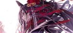  1girl black_hair blood blood_on_face bloody_clothes fate/grand_order fate_(series) highres katana long_hair multicolored multicolored_eyes sword ushiwakamaru_(avenger)_(fate) ushiwakamaru_(fate) weapon white_background yuan_long 