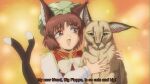  1990s_(style) 1girl :d animal_ear_fluff animal_ears blush brown_eyes brown_hair caracal cat_ears cat_girl cat_tail chen fang fingernails highres long_fingernails looking_at_animal looking_at_viewer meme multiple_tails nekomata open_mouth red_nails retro_artstyle short_hair smile step_arts tail touhou two_tails 