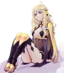  1girl ahoge bangs blonde_hair breasts circlet feet fire_emblem fire_emblem_fates full_body looking_to_the_side medium_breasts ophelia_(fire_emblem) sitting solo thighs toes tofucakes 