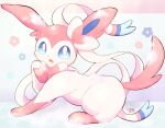  blue_eyes commentary_request dated full_body gen_6_pokemon heart highres looking_at_viewer no_humans okoge_(simokaji) open_mouth paws pokemon pokemon_(creature) signature solo sylveon toes tongue 