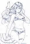  1girl blush breasts greyscale long_hair looking_at_viewer maria_traydor monochrome murata_tefu open_mouth simple_background solo star_ocean star_ocean_anamnesis star_ocean_till_the_end_of_time swimsuit white_background 