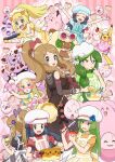  6+girls absurdres ace_trainer_(pokemon) alcremie alcremie_(strawberry_sweet) alternate_costume apron arms_up baking_sheet black_dress blissey blonde_hair blue_eyes bow braid braided_ponytail bright_pupils cheryl_(pokemon) chocolate clefairy closed_eyes clothed_pokemon commentary_request hikari_(pokemon) dedenne dress eating exeggcute eyebrows_visible_through_hair eyelashes facepaint finger_licking floating_hair gen_1_pokemon gen_2_pokemon gen_5_pokemon gen_6_pokemon gen_8_pokemon granbull green_eyes green_hair hair_bow hat heart highres holding holding_knife icing knife licking lillie_(pokemon) long_hair looking_back mina_(pokemon) mixing_bowl multiple_girls open_mouth oven_mitts pikachu pokemoa pokemon pokemon_(creature) pokemon_(game) pokemon_masters_ex ponytail serena_(pokemon) short_sleeves smile stirring sunglasses tongue whimsicott white_headwear yellow_dress |d 