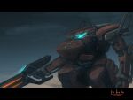 bottoms1237 clenched_hand from_side glowing gun highres holding holding_gun holding_weapon looking_ahead mecha no_humans original science_fiction solo upper_body visor weapon 