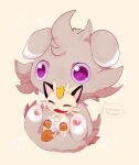  :3 ^_^ animal_focus banchiku blush cat closed_eyes coin colored_sclera commentary_request dated espurr fang gen_1_pokemon gen_6_pokemon happy highres hug hug_from_behind jpeg_artifacts light_blush meowth no_humans nose_blush open_mouth paw_print pawpads pokemon pokemon_(creature) purple_sclera romaji_text sitting sitting_on_lap sitting_on_person size_difference skin_fang smile violet_eyes 