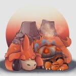  animal_focus camerupt claws closed_eyes closed_mouth commentary english_commentary gen_3_pokemon highres little_grey_wolf lying no_humans pokemon pokemon_(creature) sleeping steam torkoal 