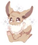  absurdres animal_focus banchiku bangs blush brown_eyes closed_mouth commentary_request eevee fluffy full_body gen_1_pokemon highres light_blush no_humans pawpads pokemon pokemon_(creature) simple_background sitting sketch swept_bangs white_background 