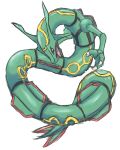  black_sclera chizi claws colored_sclera commentary_request dragon fang full_body gen_3_pokemon legendary_pokemon no_humans open_mouth pokemon pokemon_(creature) rayquaza simple_background sketch solo white_background yellow_eyes 