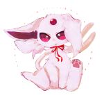  animal_focus banchiku commentary_request espeon forehead_jewel full_body gen_2_pokemon looking_at_viewer neck_ribbon no_humans open_mouth pawpads pink_eyes pokemon pokemon_(creature) red_neckwear red_ribbon ribbon simple_background sitting solo sparkle star_(symbol) star_in_eye symbol_in_eye white_background 