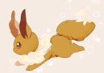  animal_focus banchiku beige_background blush brown_eyes commentary_request eevee fluffy from_side full_body gen_1_pokemon jumping light_blush no_humans pokemon pokemon_(creature) profile simple_background solo star_(symbol) starry_background 