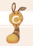  absurdres animal_focus arm_up banchiku blush brown_background brown_eyes character_name commentary_request full_body gen_2_pokemon highres light_blush no_humans open_mouth pokemon pokemon_(creature) salute sentret simple_background straight-on tail_stand translated two-tone_background 