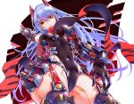  blue_hair breasts gunjou_(88588) joints large_breasts leotard mechanical_parts navel poppi_(xenoblade) poppi_qtpi_(xenoblade) red_eyes robot robot_ears robot_joints scarf xenoblade_chronicles_(series) xenoblade_chronicles_2 