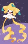  :3 animal_focus banchiku blush brown_eyes commentary_request full_body gen_3_pokemon hands_on_own_cheeks hands_on_own_face hands_up happy jirachi jpeg_artifacts legendary_pokemon mythical_pokemon no_humans open_mouth pokemon pokemon_(creature) purple_background smile solo sparkle star_(symbol) two-tone_background 