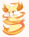  absurdres animal_ear_fluff animal_focus artist_name banchiku character_name commentary_request english_text fang fennekin fire full_body gen_6_pokemon highres no_humans open_mouth pink_background pokemon pokemon_(creature) red_eyes signature simple_background star_(symbol) starry_background 