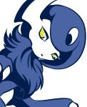  absol alternate_color blue_theme commentary_request gen_3_pokemon half-closed_eyes looking_at_viewer monochrome muguet no_humans no_mouth pokemon pokemon_(creature) simple_background solo white_background yellow_eyes 
