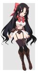  1girl black_hair bow breasts brown_eyes cx4_storm_(girls_frontline) garter_straps girls_frontline hair_bow long_hair medium_breasts naoya_come panties solo underwear very_long_hair 