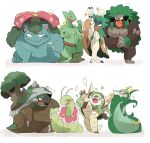  chesnaught decidueye gen_1_pokemon gen_2_pokemon gen_3_pokemon gen_4_pokemon gen_5_pokemon gen_6_pokemon gen_7_pokemon gen_8_pokemon highres hyaku_(g-kawayusu) leg_lift leg_up meganium pokemon pokemon_(creature) rillaboom sceptile simple_background split standing standing_on_one_leg standing_split starter_pokemon torterra trembling venusaur 