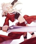  1girl archer archer_(cosplay) brown_eyes cosplay fate/kaleid_liner_prisma_illya fate/stay_night fate_(series) illyasviel_von_einzbern kanshou_&amp;_bakuya long_hair midriff shinooji solo white_hair 