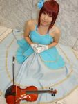  cosplay gloves gown hair_flower hino_kahoko kiniro_no_corda moeka photo redhead violin 