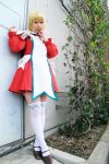  apron blonde_hair chippi cosplay erstin_ho mai_otome maid maid_uniform photo school_uniform thigh-highs zettai_ryouiki 