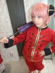  chinese_clothes cosplay gintama hairpods kagura pink_hair umbrella yu_kaname 