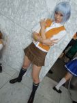  blue_hair cosplay knee_socks mai_hime miyu_greer school_uniform tamaki_shuri 