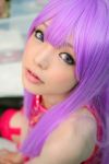  chinadress cosplay flower garter_belt namada photo purple_hair qipao ruffles thigh-highs 