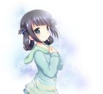  1girl black_hair blue_eyes folded_hair hair_rings hoodie long_hair nagi_no_asukara nanase_miori shiodome_miuna twintails 