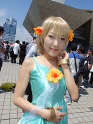  blonde_hair cagalli_yula_athha cosplay flower gown gundam gundam_seed gundam_seed_destiny koucha_remon photo 