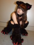  animal_ears cat_ears catgirl claws cosplay felicia fur hachisu kneehighs paws vampire_(game) 