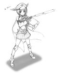  1girl hat isizuaki monochrome ragnarok_online short_hair simple_background skirt solo sword weapon white_background 