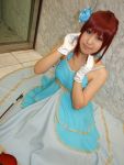  cosplay gloves gown hair_flower hino_kahoko kiniro_no_corda moeka photo redhead violin 