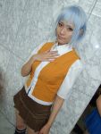  blue_hair cosplay knee_socks mai_hime miyu_greer school_uniform tamaki_shuri 
