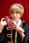  blonde_hair candy_bar cosplay eyemask gintama katou_mari okita_sougo photo uniform 