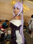  brabelt cosplay dizzy guilty_gear hair_bows onihara_akira open_dress purple_hair 