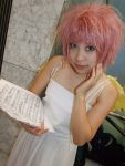  cosplay dress harpy photo pink_hair puyopuyo sheet_music sora_(model) wings 