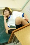  cosplay gym_uniform hair_ribbons kneehighs kurenai suzumiya_haruhi suzumiya_haruhi_no_yuuutsu 