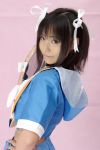  aizawa_tomomi apron cosplay hair_ribbons pia_carrot pia_carrot_3 suzukaze_yuuki twintails waitress 