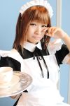  apron cosplay maid maid_uniform rio_minase serving_tray 