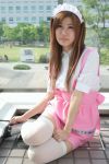  adachi_mikki anna_miller&#039;s apron cosplay photo thigh-highs waitress 