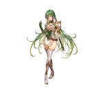  1girl absurdres arm_guards armor bangs belt boots breastplate brown_belt closed_mouth commentary_request dress elbow_gloves erinys_(fire_emblem) fingerless_gloves fire_emblem fire_emblem:_genealogy_of_the_holy_war fire_emblem_heroes full_body gloves green_eyes green_gloves green_hair high_heels highres kakage long_hair looking_at_viewer official_art shiny shiny_hair short_dress shoulder_armor simple_background sleeveless smile solo standing thigh-highs thigh_boots thighs white_background white_dress white_footwear zettai_ryouiki 