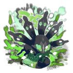  blurry commentary e_volution full_body gen_6_pokemon green_eyes legendary_pokemon no_humans outline pokemon pokemon_(creature) scales solo zygarde zygarde_(50) 