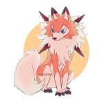  artist_name blue_eyes claws closed_mouth commentary english_commentary full_body gen_7_pokemon looking_to_the_side lycanroc lycanroc_(midday) miyaulait no_humans outline pokemon pokemon_(creature) sitting solo watermark 
