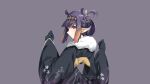  1girl alternate_costume alternate_hairstyle bangs black_gloves clenched_hands floating_hair from_behind fur_trim gloves hair_ornament hair_rings highres hololive hololive_english japanese_clothes kimono klin_(klin5715) long_pointy_ears looking_back ninomae_ina&#039;nis pointy_ears purple_hair smile solo tako_(ninomae_ina&#039;nis) tentacle_hair tied_hair virtual_youtuber yukata 