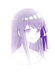  1girl bangs bare_shoulders blush breasts coffeekite collarbone fate/extra fate/extra_ccc fate_(series) hair_ribbon long_hair looking_at_viewer meltryllis_(fate) monochrome ribbon small_breasts smile upper_body very_long_hair 