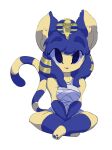  :3 absurdres animal_crossing animal_ears ankha_(animal_crossing) arms_between_legs bandages barefoot between_legs black_eyes blue_eyes blue_fur blue_hair body_fur breasts cat_ears cat_girl cat_paws cat_tail colored_skin commentary dress edwin_(strange_raptor) english_commentary eyebrows_visible_through_hair eyes_visible_through_hair full_body furry grey_dress hair_ornament hand_between_legs highres large_breasts long_hair looking_at_viewer parted_lips paws raised_eyebrows simple_background sitting smile snake_hair_ornament striped_tail tail thick_eyebrows two-tone_fur v_arms violet_eyes white_background yellow_fur yellow_skin 