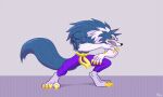  1boy animal_ears animated animated_gif bangs body_fur claws from_side full_body gallon grey_background keke_(kokorokeke) muscular pants purple_pants signature simple_background solo standing tail teeth vampire_(game) werewolf wolf_ears wolf_tail yellow_belt yellow_eyes 