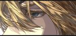  1boy black_eyepatch blonde_hair blue_eyes close-up colored_eyelashes commentary_request dimitri_alexandre_blaiddyd expressionless eyebrows_visible_through_hair eyelashes eyepatch face fire_emblem fire_emblem:_three_houses hair_between_eyes harusame_(rueken) male_focus one_eye_covered shade shiny shiny_hair simple_background solo white_background 