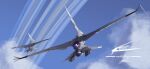  aircraft airplane airplane_wing andrew_leung clouds dated fighter_jet flying from_behind highres jet military military_vehicle no_humans original science_fiction signature sky thrusters vehicle_focus 