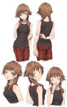  1girl breasts brown_hair closed_mouth green_eyes highres kingdom_hearts kingdom_hearts_ii kingdom_hearts_iii long_hair looking_at_viewer murata_tefu olette simple_background smile solo white_background 